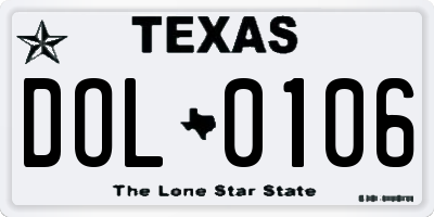 TX license plate DOL0106