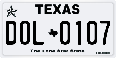 TX license plate DOL0107