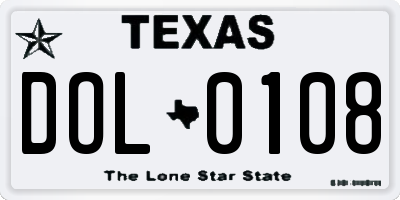 TX license plate DOL0108