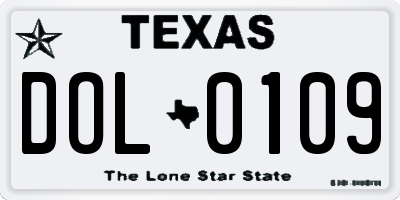 TX license plate DOL0109