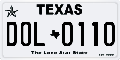 TX license plate DOL0110