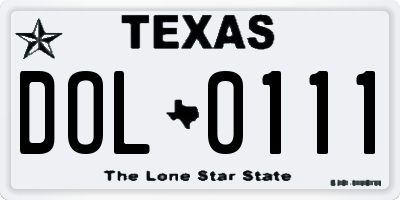 TX license plate DOL0111