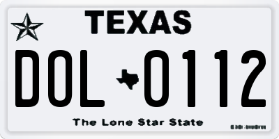 TX license plate DOL0112