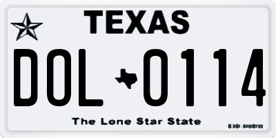 TX license plate DOL0114