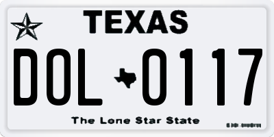 TX license plate DOL0117