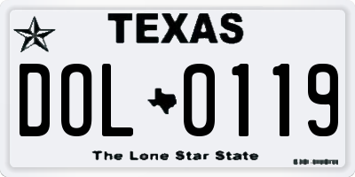 TX license plate DOL0119
