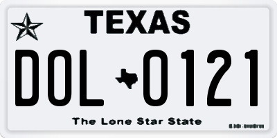 TX license plate DOL0121