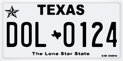 TX license plate DOL0124