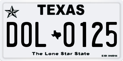TX license plate DOL0125
