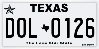 TX license plate DOL0126
