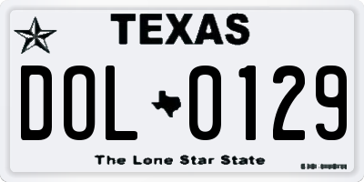 TX license plate DOL0129