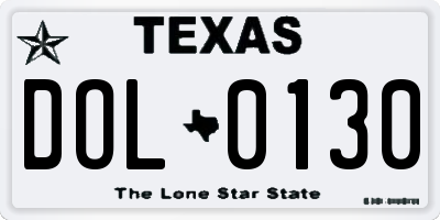 TX license plate DOL0130