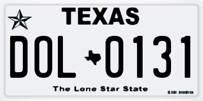 TX license plate DOL0131