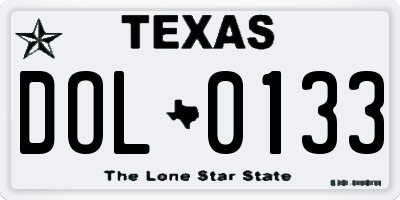 TX license plate DOL0133