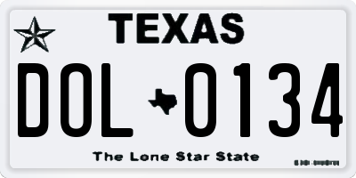 TX license plate DOL0134
