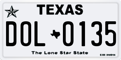 TX license plate DOL0135