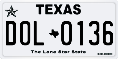 TX license plate DOL0136