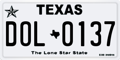TX license plate DOL0137