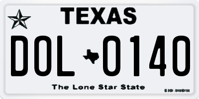 TX license plate DOL0140