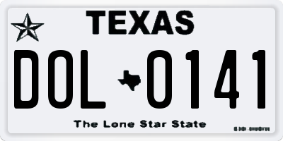 TX license plate DOL0141