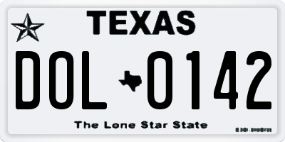 TX license plate DOL0142