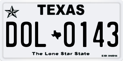TX license plate DOL0143