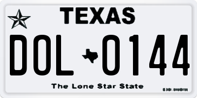 TX license plate DOL0144