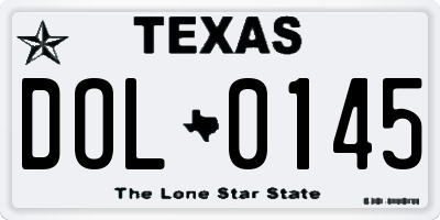 TX license plate DOL0145