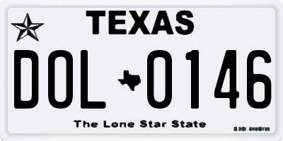 TX license plate DOL0146