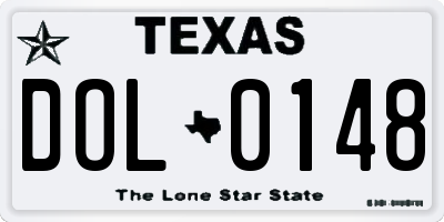 TX license plate DOL0148
