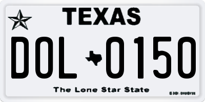 TX license plate DOL0150