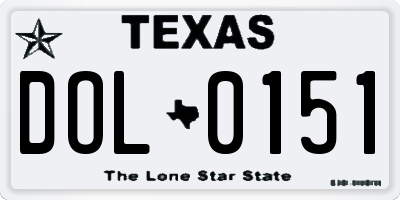 TX license plate DOL0151