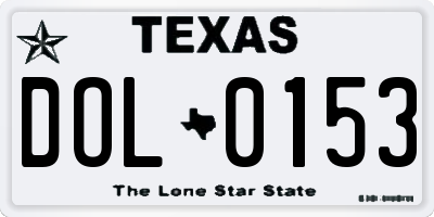 TX license plate DOL0153
