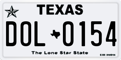 TX license plate DOL0154