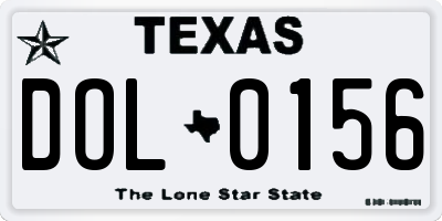 TX license plate DOL0156