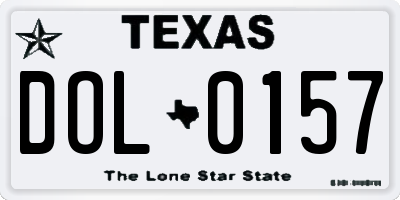 TX license plate DOL0157