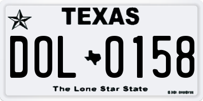 TX license plate DOL0158