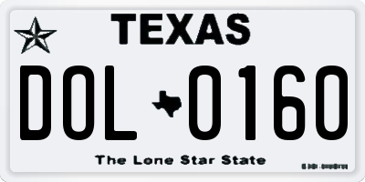 TX license plate DOL0160