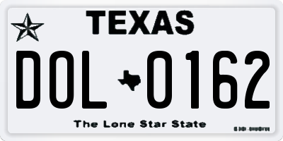 TX license plate DOL0162