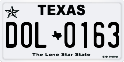 TX license plate DOL0163