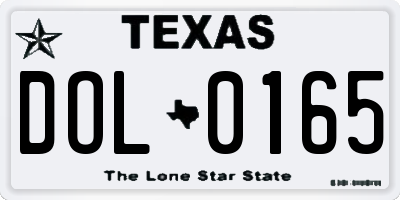 TX license plate DOL0165