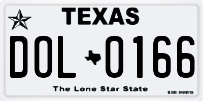 TX license plate DOL0166