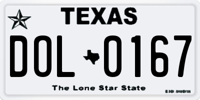 TX license plate DOL0167
