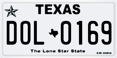 TX license plate DOL0169