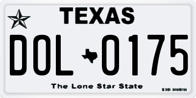 TX license plate DOL0175