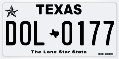 TX license plate DOL0177