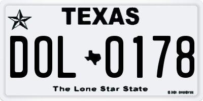 TX license plate DOL0178