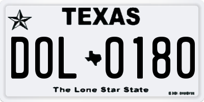 TX license plate DOL0180