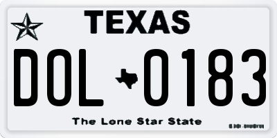 TX license plate DOL0183