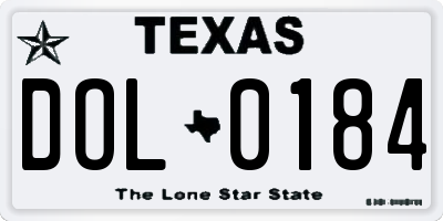TX license plate DOL0184